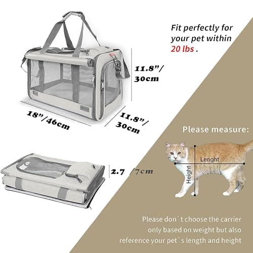 GAPZER Pet Carrier for Large Cat Soft-Sided Animal Traveling Bag for Medium Cat up to 20lbs / Washable Small Dog Puppy 10 lbs Crate Case with Privacy Curtains for Home Outdoor Travel Beige White thumbnail 2