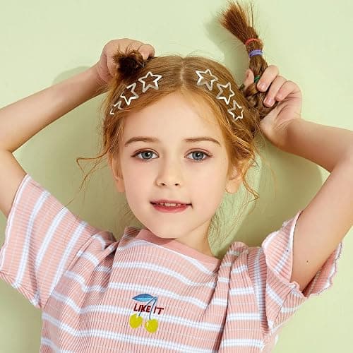 Star Hair Clips 2000s Y2K Snap Hair Barrettes Non Slip Star Hair Accessories Silver Metal Hair Clips for Girls Women -15 PCS 1.57" thumbnail 5