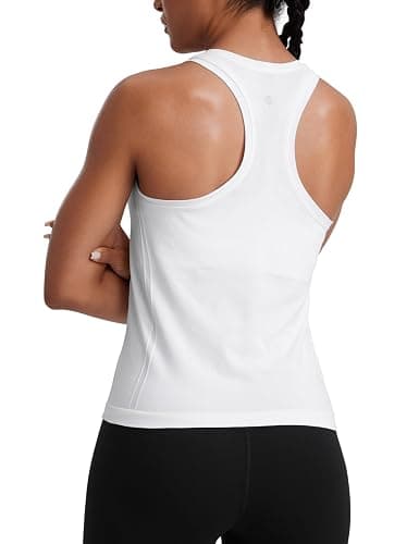 CRZ YOGA Seamless Racerback Tank Tops for Women - Gym Workout Athletic Running Sleeveless Shirts Breathable Scoop Neck - Image 1