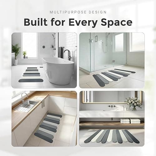 CosyVine Foldable Stone Bath Mats for Bathroom, Super Absorbent Diatomaceous Earth Bath Mats, Quick Drying Non Slip Mat, 23.6 x 15.5 Inch Folding Grey Bath Stone Mat, Easy Storage and Compact thumbnail 4