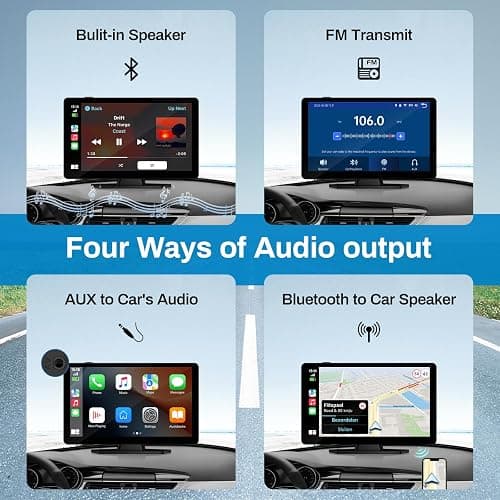 BOXGVO Wireless Carplay Screen for Car with 4K Dash Cam, 9" Portable Carplay & Android Auto, Car Touchscreen with 1080p Backup Camera, GPS/Voice Control/FM//Mirror Link/Bluetooth thumbnail 4