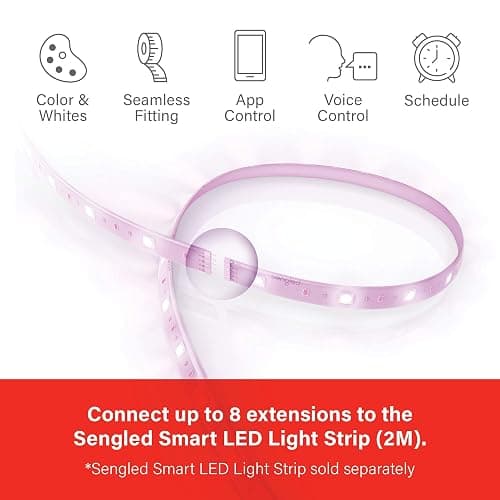 Sengled Smart Zigbee Multicolor Light Strip, 2M (6.56ft) Base Kit, Hub Required, Also Compatible with Alexa & Google Assistant, RGBW, Extendable, High Brightness, 1400Lumens (E1G-G8E) thumbnail 4