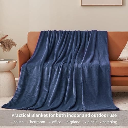Aisbo Kuscheldecke Flauschig Decke Blau - Fleecedecke 150x200 cm XL Warme Sofa Decke, Kuschlige Wohndecke Marine Blau Weich als Wohnzimmer Blanket Couchdecke für Winter thumbnail 3