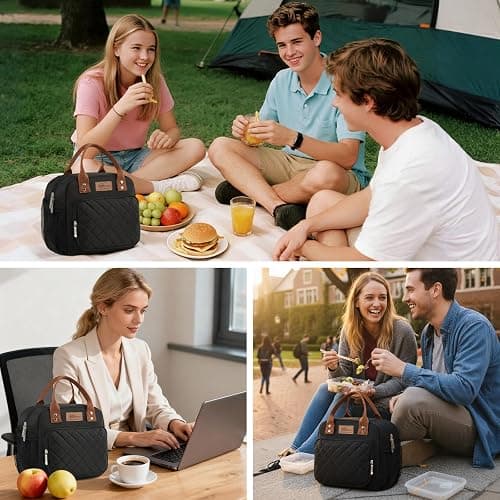 HOMESPON Insulated Lunch Bag Water Resistant Tote with Pockets | 3-Layer Insulation, 12-Can Capacity, Wipe-Clean Aluminum Foil Interior, Soft Canvas Handle, for Work & Picnic thumbnail 3