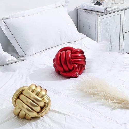 BFYDOAA Knot Ball Pillow Gold, Handmade Round Throw Pillows Decorative Knotted Ball Pillow Cushion, 20cm Creative Knotted Throw Pillows for Sofa Car Office, Household Knot Pillows for Home Decor thumbnail 4