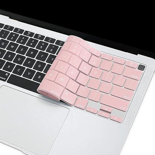 MOSISO Keyboard Cover Compatible with MacBook Air 13 inch 2022 2021 2020 Release A2337 M1 A2179 Retina Display with Touch ID Backlit Magic Keyboard, Waterproof Protective Silicone Skin, Rose Quartz thumbnail 4