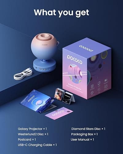 POCOCO Galaxy Star Projector for Bedroom with Replaceable Optical Film Discs, Home Planetarium Night Light Projector with High-Definition Soft Light for Relax, Study, and Meditate, Stress Relief Gifts thumbnail 8