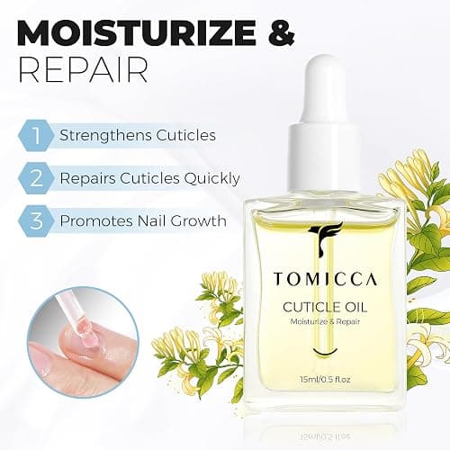 TOMICCA Cuticle Oil, 15ml Moisturize & Repair Cuticle Serum with Vitamin E, Deeply Hydrating and Nourishing Cuticle Honeysuckle Oil for Dry Brittle Rough Nails, Repair and Strengthen thumbnail 3