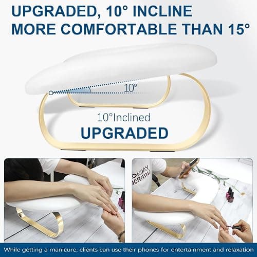 Arm Rest for Nails Tech, U-Shaped Manicure Nail Arm Rest Stand, Nail Armrest for Nail Tech Hand Rests with Stainless Steels Holder thumbnail 2
