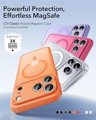 ESR for iPhone 17 Pro Max Case, Camera Control, Compatible with MagSafe, Shockproof Military-Grade Protection, Magnetic Phone Case for iPhone 17 Pro Max, Classic Hybrid Case, Clear Shimmer thumbnail 2