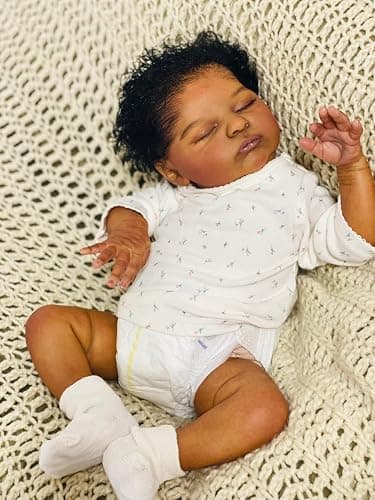 Hengluck Reborn Baby Doll Black Girl 18 Inch Realistic Newborn Baby Dolls Realistic African American Reborn Doll Toy with Clothes thumbnail 2
