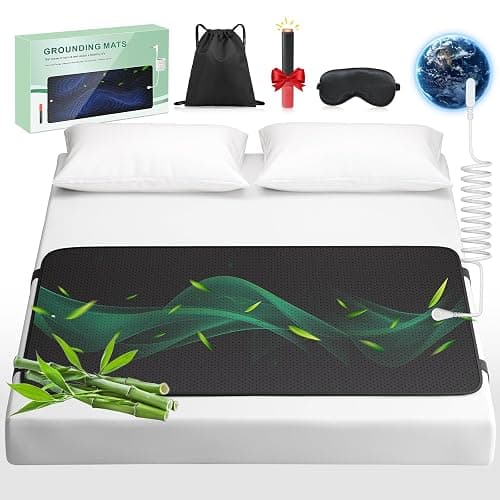 Grounding Mat for Bed with Leather, Improve Sleep, Relieve Stress & Pain, Anti-Slip & Eco-Friendly PU Leather, Includes Grounding Cord & Sleep Mask for Enhanced Rest Magnetic Therapy - Image 1