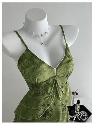 Verdusa Women's Y2k Top Cute Babydoll Tank Tops Floral 2000s Clothing Going Out Mesh Camisole Whimsical Clothes thumbnail 4