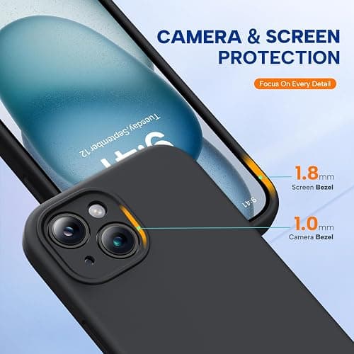 Miracase Compatible with iPhone 15 Case, [Soft Anti-Scratch Microfiber Lining], Liquid Silicone Case Gel Rubber Shockproof Drop Protection Phone Case for iPhone 15 (Black) thumbnail 4