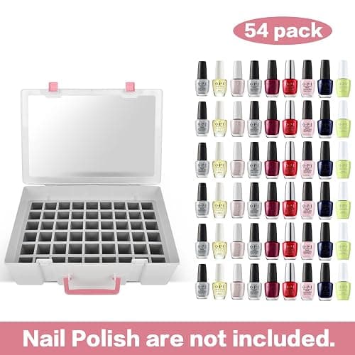 FULLCASE Nail Polish Organizer, 54 Bottles Nail Storage with Separate Sponge Compartment for Sally Hansen/for GAOY/for OPI/for Essie/for CANNI Gel/for DND Gel Polish thumbnail 4