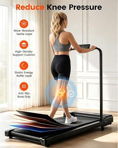 ICYLOOT Walking Pad Treadmill with Incline and Handle Bar for Home Office | Walking Pad Under Desk,Body Toning,Safety Handle,45db Quiet Design,5-Layer Shock Absorption Belt,0.6-3.8 MPH Remote Control thumbnail 5