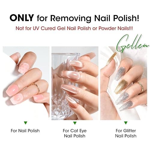 Gellen Nail Polish Remover with Lint Free Nail Wipes, 6.1 Fl.Oz Non Acetone Polish Remover Jasmine Scent, 200PCS Soft Non-Woven Nail Polish Remover Pads in One Kit for DIY at Home Salon Nail Supplies thumbnail 8