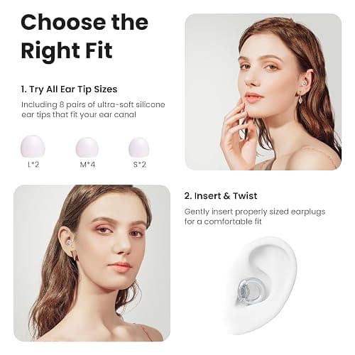 JUSTRVN Ear Plugs for Concert, 2 Pairs of Noise Reduction Earplugs 25dB-30dB with 8 Ear Tips&Carry case,Reusable Hearing Protection earplugs for Sleep,Social,Work,Focus&Noise Sensitivity thumbnail 4
