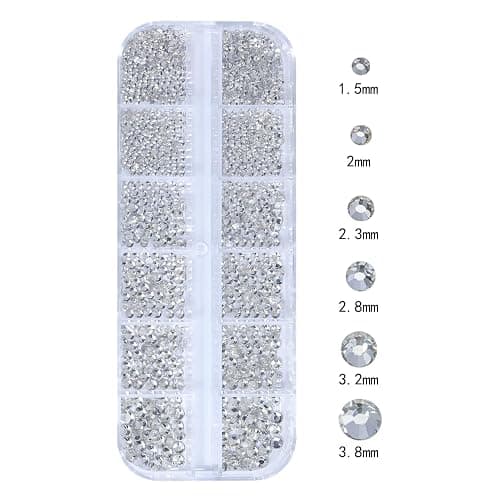 HNUIX Nail Rhinestones - 3D Multi Shape Size, Crystal Clear Nail Gems, Flat Back, with Kit, for Nail Art, DIY Decorations thumbnail 3
