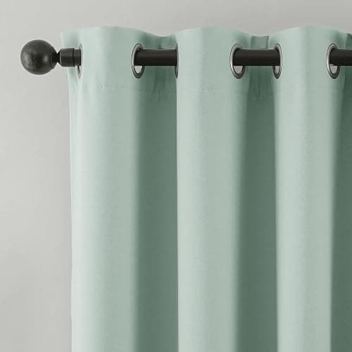 Beauoop 100% Blackout Curtains 84 Inch Long 2 Panels for Bedroom Living Room Seafoam Green Solid Room Darkening Thermal Insulated Soundproof Energy Saving Grommet Top Window Treatment Drapes,52x84 thumbnail 9