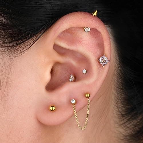 Humorrap 1PC ASTM F136 Titanium Push Pin flowers Flat Back Earrings 16G 8mm for Helix Conch Tragus thumbnail 3