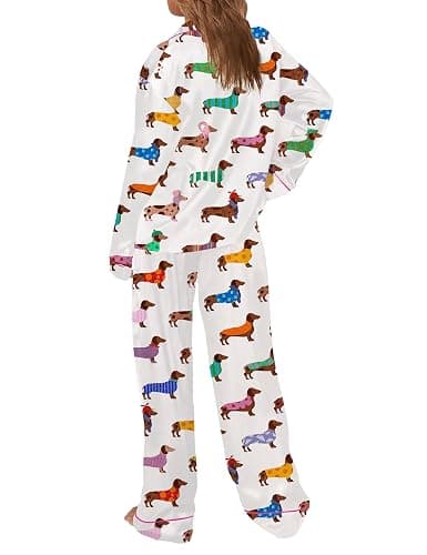SHESHOW Satin Pajamas Set for Women Set Long Sleeve Button Down Pjs Sets 2 Piece Loungewear Animal Sleepwear XS-XXL thumbnail 4