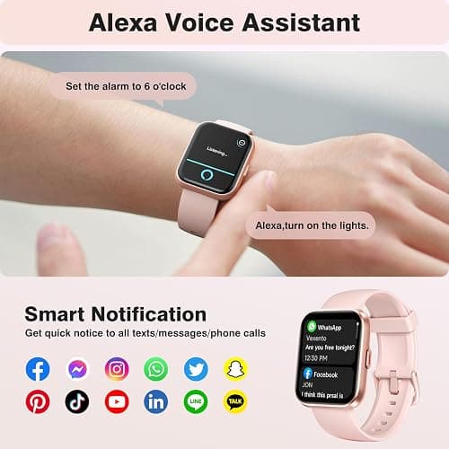 Fitpolo Smart Watches for Women Android iPhone, 1.8'' Women Smartwatch with Alexa Built-in, Bluetooth Calls, IP68 Waterproof, 7 Days Battery, Heart Rate/Sleep/SpO2 Monitor, 110 Sports Mode thumbnail 2