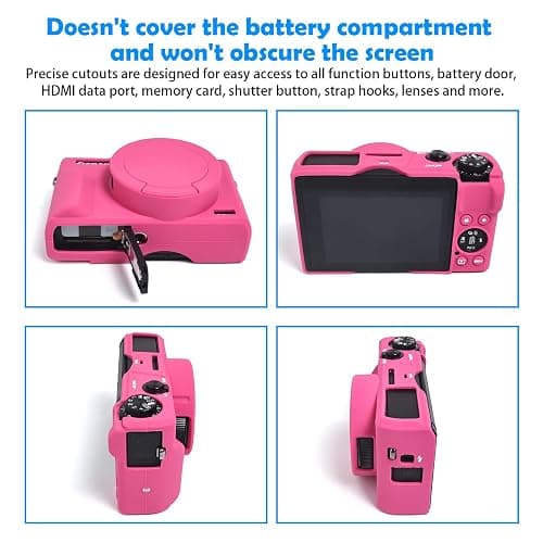 Camera Case for Canon Powershot G7 X Mark III Digital Camera, Silicone Soft Camera Case with Button Marker Removable Lens Cover Protective Body Skin for Canon G7X III DSLR Camera Rose thumbnail 4