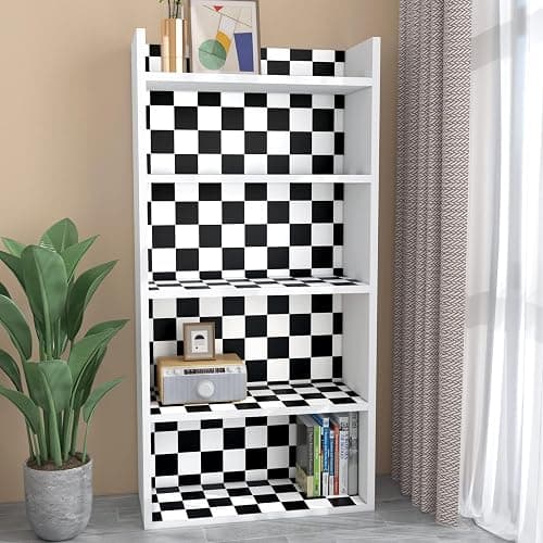Decotalk Selbstklebende Tapete mit Schachbrett Muster in Schwarz Weiß 40X500cm Vinyl Wanddekoration Möbelfolie für Wohnzimmer Schlafzimmer Küche Einfache Installation Ideale Heimdekoration thumbnail 6