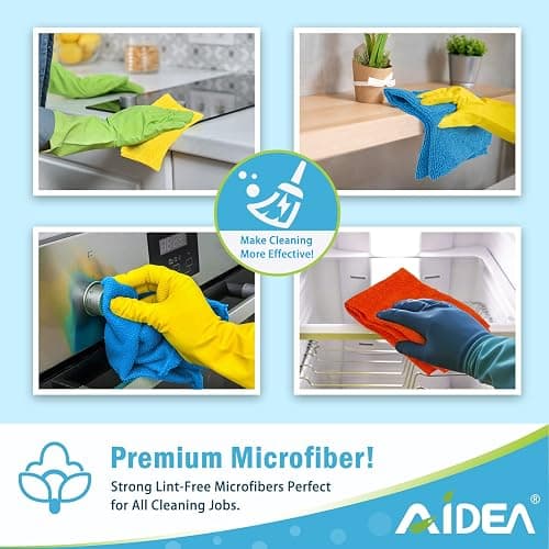 AIDEA Microfiber Cleaning Cloth, 8PK, All Purpose Microfiber Towels, Absorbent Cleaning Rags Kitchen Towels, Lint Free Dusting Cloth for House, Kitchen, Car, Window, 12"×12" thumbnail 7