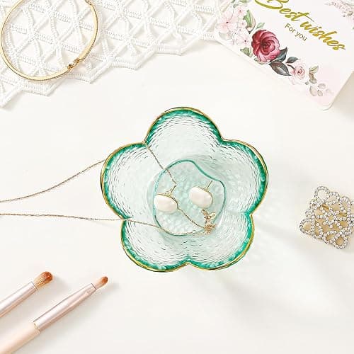 Binoster Friendship Gifts For Women Jewelry Dish Glass Ring Dish Jewelry Tray Cute Vanity Organizer Room Decor Jewellery Tray Trinket Dish Cute Bedroom Decor Christmas House Warming Gifts for women thumbnail 2