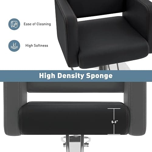 BarberPub Classic Styling Salon Chair for Hair Stylist, Barber Chair with Hydraulic Pump, Beauty Barbershop Salon Spa Equipment 3805 (Black) thumbnail 5