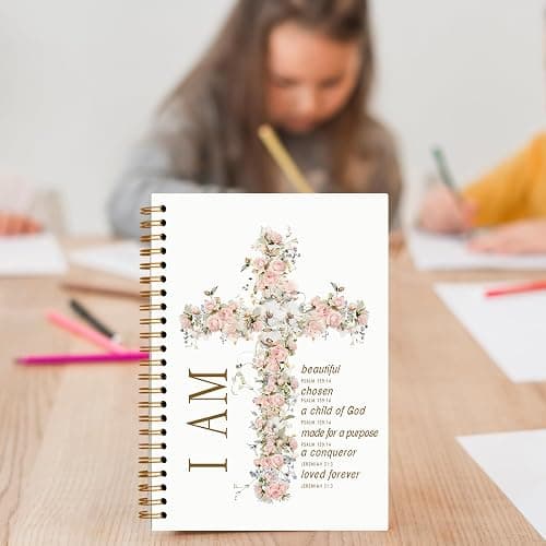 Foritho Floral Christian Notebook, Inspirational I Am Bible Verse Journal, Religious Prayer Journal for Writing, Scripture Bible Journaling Spiral Notebook 5.5x8.3 Inch thumbnail 6