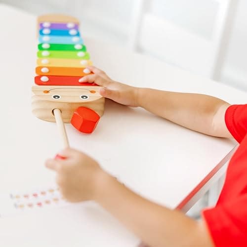 Melissa & Doug Caterpillar Xylophone Musical Toy with Wooden Mallets 15.25" x 6.5" x 1.5", Blue thumbnail 7