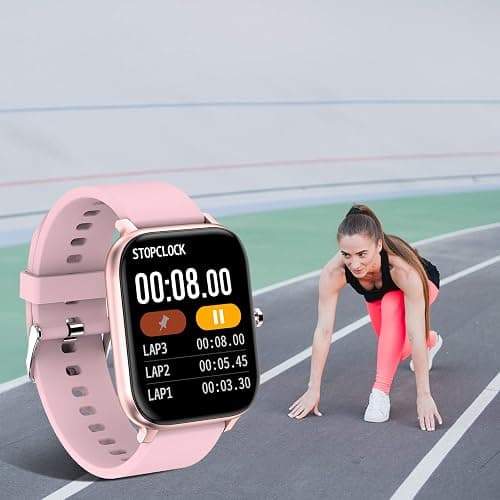 Smart Watch for Men Women Compatible with iPhone Samsung Android Phone 1.69 inch Full Touch Screen IP68 Waterproof Bluetooh Fitness Tracker Heart Rate/Sleep Monitor (Pink) thumbnail 3
