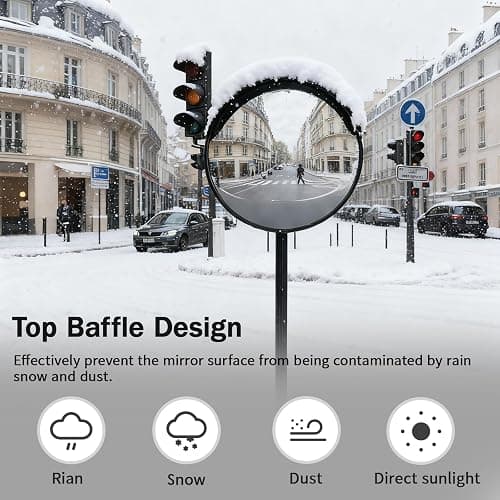 Safety Convex Traffic Mirror for Driveway, Traffic Road Mirror with Wall Mount Bracket - Adjustable Wide Angle for Garage, Driveways, Parking, Warehouse,Traffics, Degree Panorama (30 cm/12 in) thumbnail 3