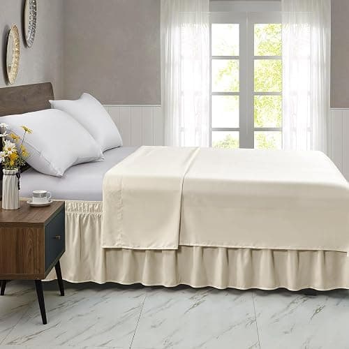 FreshCulture King Bed Skirt, Dust Ruffle for King Size Bed, Easy Fit with 22-Inch Tailored Drop, Elastic Wrap Around Bed Skirt King Size, Hotel Quality Bed Skirts for Adjustable Bed (Cream) thumbnail 7