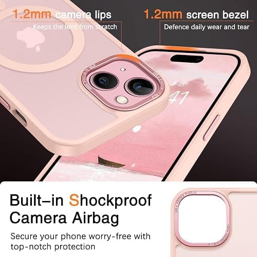 BENTOBEN Compatible with iPhone 15 Plus Case, Translucent Matte Slim Shockproof Magnetic Phone case [Compatible with MagSafe] Women Men Girl Boy Protective Cover for iPhone 15 Plus, Tender Pink thumbnail 3