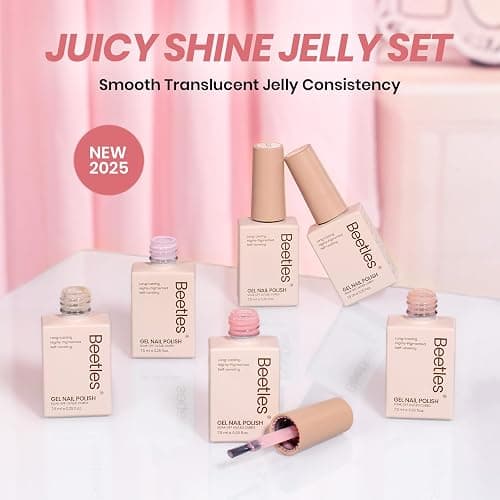 beetles Gel Polish Whispers of Love Jelly Gel Nail Polish Set - 6 Colors Milky White Nude Pink Neutral Sheer Translucent Soak Off UV Gel Nail Kit, Nail Concealer for Salon DIY Manicure Gift for Women thumbnail 7
