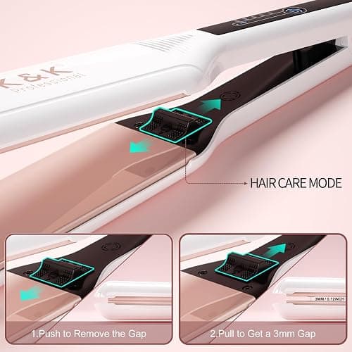 K&K Extra Wide Flat Iron Hair Straightener, Professional 57 mm Hair Straighteners for Therapy Keratin, 3D Floating Ceramic Tourmaline Coating Plate Irons for Thick Hair, Damage and Frizz Free thumbnail 6
