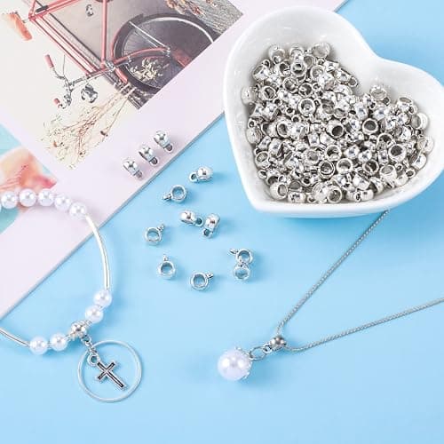 PAGOW 333 Pcs Links Bail Beads, Hypoallergenic Alloy Column Spacer Beads, Silver Connector Tube Charm for Jewelry Making DIY Bracelet Necklace Craft Accessories thumbnail 2