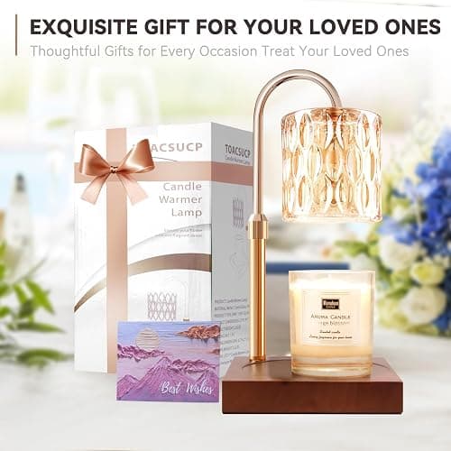 TOACSUCP Candle Warmer Lamp with 3 Bulbs, Adjustable Height Dimmable Candle Warmer with Timer, Compatible with Large Jar Candles, Candle Lamp with Charming Gift Box Ribbon for Her/Him(Walnut) thumbnail 6