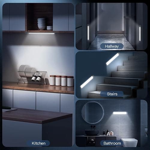 MCGOR 10inch Under Cabinet Lighting, 2 Pack Rechargeable Motion Sensor Light Indoor, 5 Levels Dimmable Magnetic Closet Lights, Wireless Under Counter Lights for Kitchen, Stairs thumbnail 8