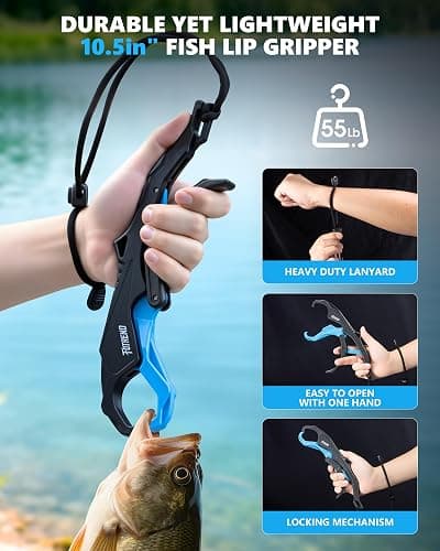 Fishing Tool Kit, Fishing Gear - Fishing Plier with Sheath, Fillet Knife, Fishing Scissors, Fish Lip Gripper, Tool Retractor, Keychain Bottle Opener, Fishing Gifts for Men thumbnail 5