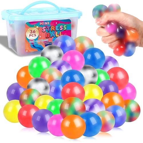 36 Pack Squishy Ball, Stress Balls Bulk for Adults, Anti-Anxiety and Fidget Balls to Relax, Birthday Gifts - Image 1