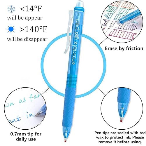 Vanstek 26 Colors Erasable Gel Pens, Retractable Erasable Pens Clicker, Fine Point(0.7), Make Mistakes Disappear, Premium Comfort Grip for Drawing Writing Planner and School Supplies thumbnail 4