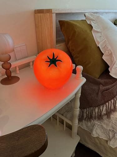 cozifycasa Cute Table Lamp for Bedroom Kitchen Living Room Small Cute Night Light Fruit Bedside Side Table Lamp Kawaii Decor Vintage Funky Home Decor for Girls Room (Tomato) thumbnail 4