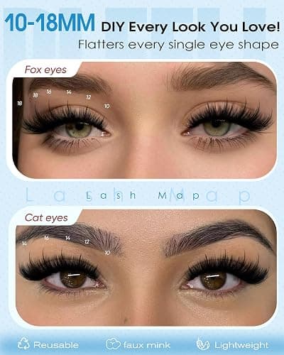 Pleell Fluffy Lash Clusters Wispy Eyelash Clusters With Spikes 10-18mm D curly Cluster Eyelash Extensions Fairy Individual Lashes Natural Volume Cluster Lashes Manga Lashes Clusters thumbnail 4