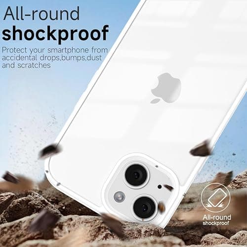 LoeoeL for iPhone 13 Case Clear, Transparent Hybrid 13 Phone Case [Hard Plastic & Soft Silicone Bumper] Acrylic Non Yellowing Thin Slim Protective Cover for Women, White thumbnail 6
