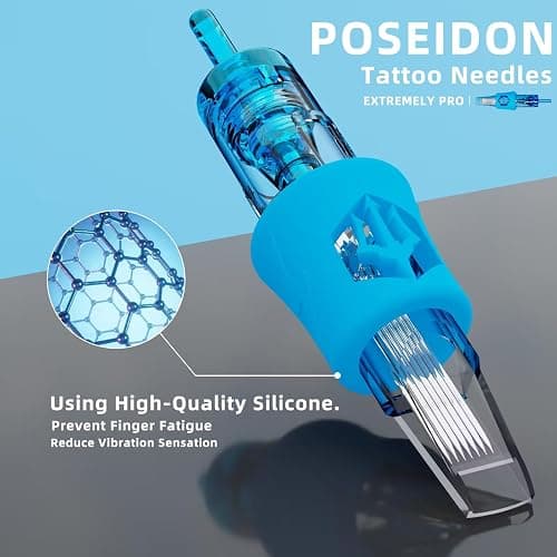 Poseidon 50Pcs Tattoo Cartridge Needles Assorted Mixed Size Round Liner Shader Magnum Curved/Round Mag # 12 Standard 3RL 5RL 7RL 9RL 5RS 7RS 9RS 7RM 9RM 9M1 Disposable Membrane for Tattoo Pen thumbnail 5